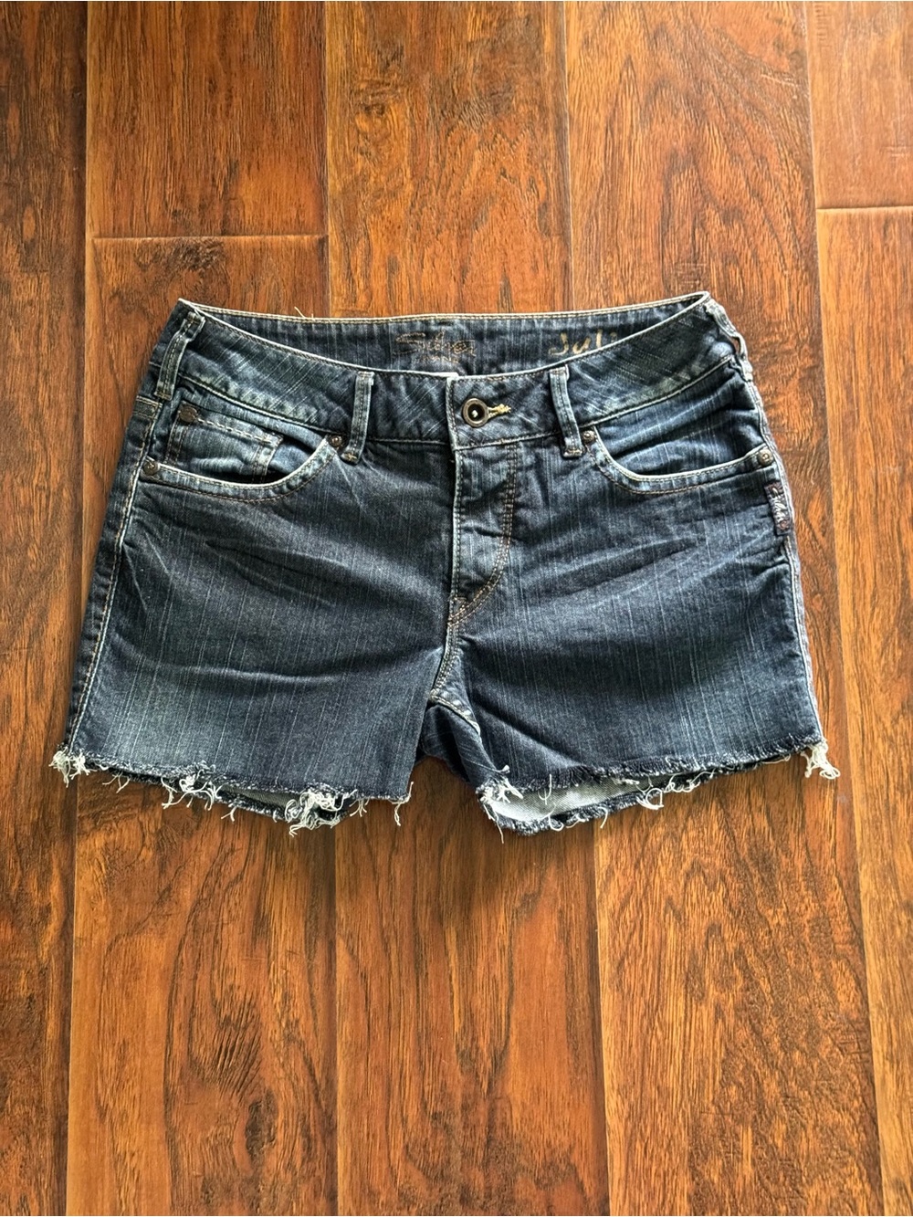 Silver Jeans Distressed Dark Blue Denim Cutoff Shorts